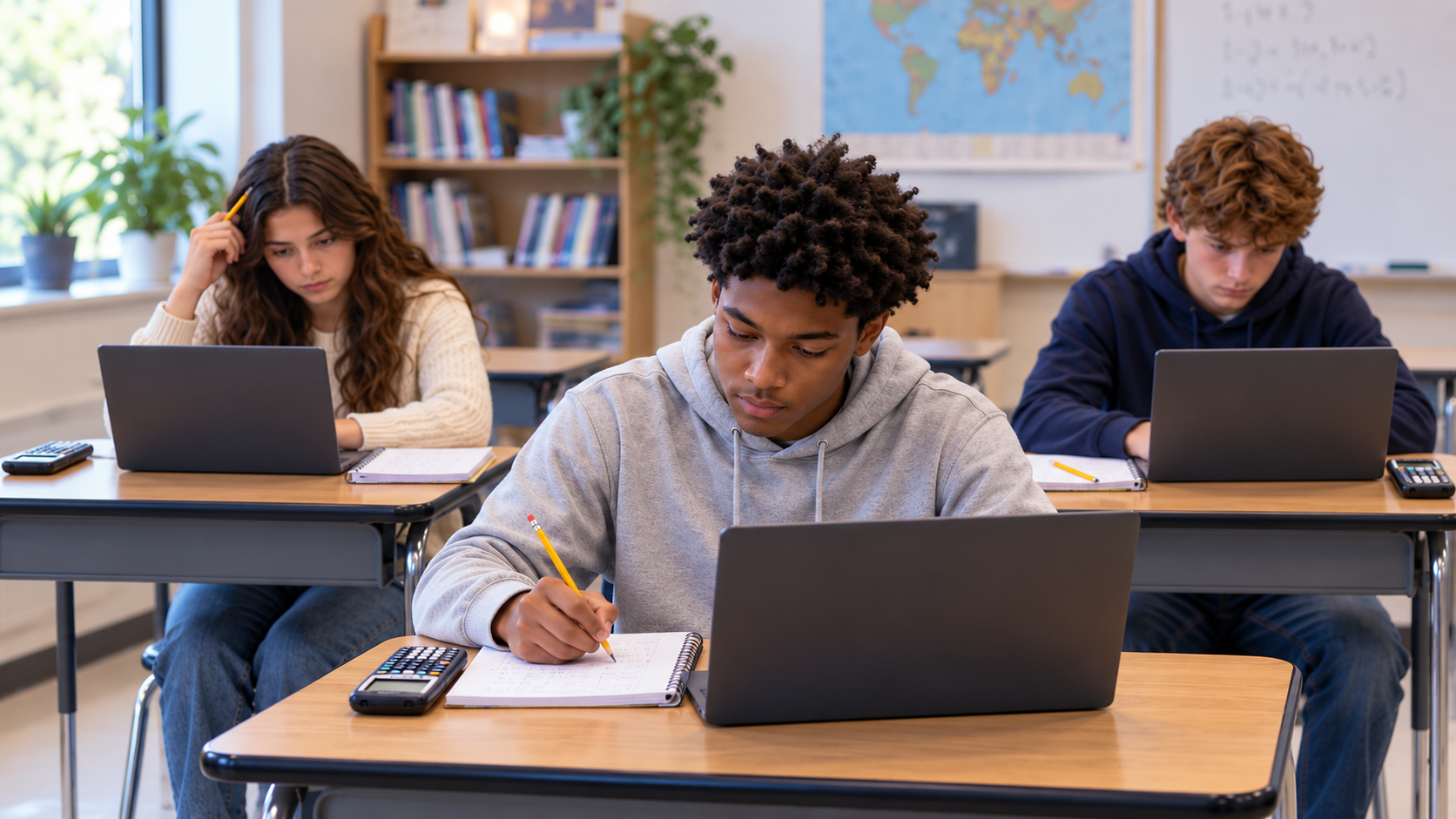 Teacher reviewing targeted mathematics assessment results